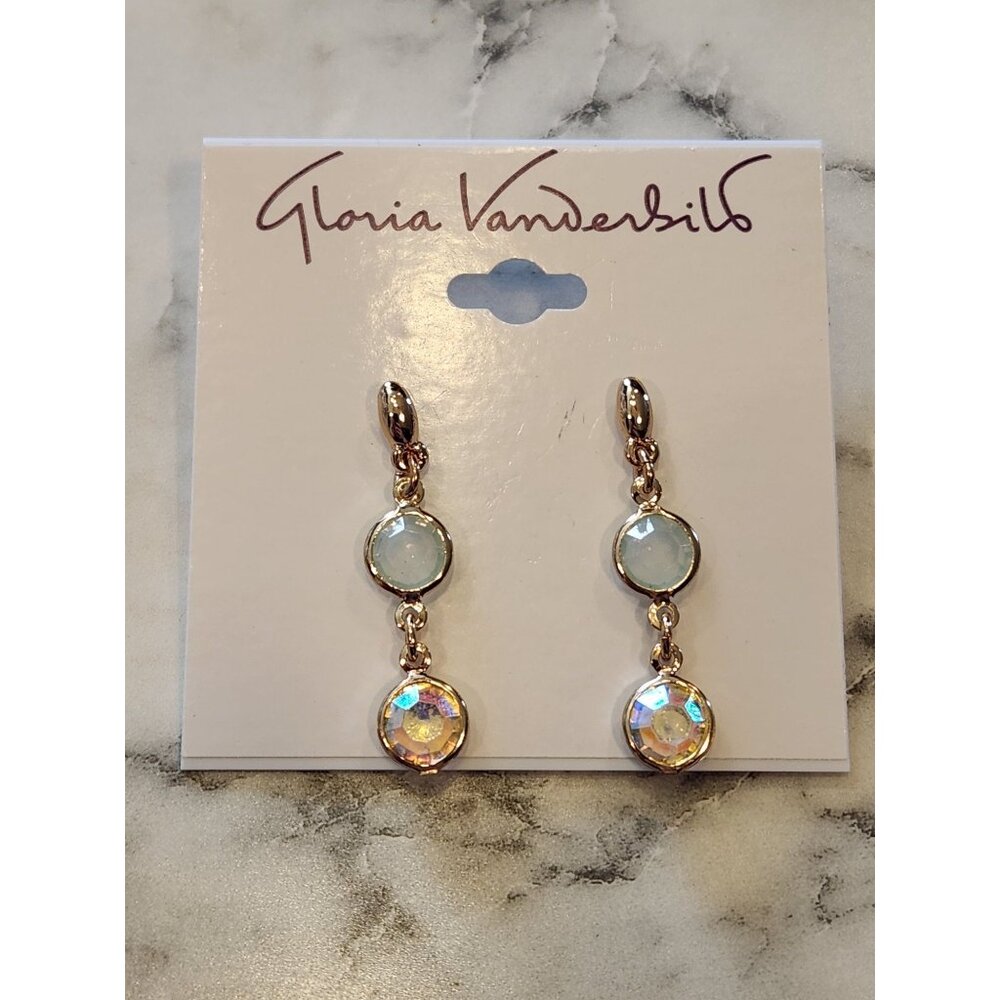 Gloria Vanderbilt Gold-Tone Dangle Earrings With Iridescent Crystal Accents